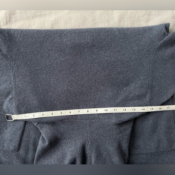 Tahari Hooded Cashmere Long Cardigan Sweater Coat Wrap Blue Womens M - Picture 11 of 17